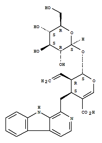2H-Pyran-5-carboxylicacid, 3-ethenyl-2-(b-D-glucopyranosyloxy)-3,4-dihydro-4-(9H-pyrido[3,4-b]indol-1-ylmethyl)-,[2S-(2a,3b,4b)]-