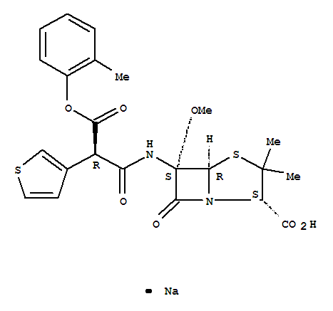 sodium (2S,5R,6S)-6-methoxy-3,3-dimethyl-6-{[(2R)-3-(2-methylphenoxy)-3-oxo-2-thiophen-3-ylpropanoyl]amino}-7-oxo-4-thia-1-azabicyclo[3.2.0]heptane-2-carboxylate