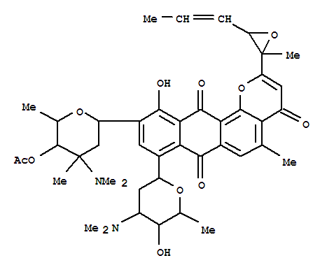 4-(dimethylamino)-6-(8-[4-(dimethylamino)-5-hydroxy-6-methyltetrahydro-2H-pyran-2-yl]-11-hydroxy-5-methyl-2-{2-methyl-3-[(1E)-prop-1-en-1-yl]oxiran-2-yl}-4,7,12-trioxo-7,12-dihydro-4H-naphtho[2,3-h]chromen-10-yl)-2,4-dimethyltetrahydro-2H-pyran-3-yl aceta