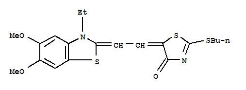 4(5H)-Thiazolone,2-(butylthio)-5-[2-(3-ethyl-5,6-dimethoxy-2(3H)-benzothiazolylidene)ethylidene]-