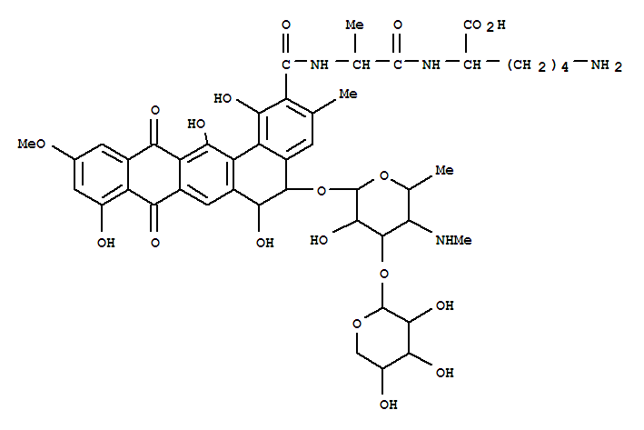 N-[(5-{[4,6-dideoxy-4-(methylamino)-3-O-pentopyranosylhexopyranosyl]oxy}-1,6,9,14-tetrahydroxy-11-methoxy-3-methyl-8,13-dioxo-5,6,8,13-tetrahydrobenzo[a]tetracen-2-yl)carbonyl]alanyllysine