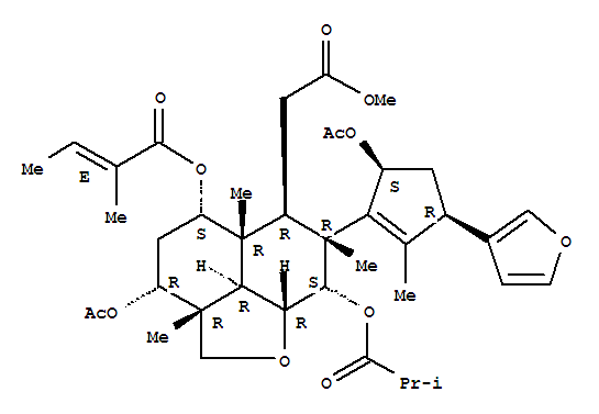 2H-Naphtho[1,8-bc]furan-6-aceticacid,3-(acetyloxy)-7-[(3R,5S)-5-(acetyloxy)-3-(3-furanyl)-2-methyl-1-cyclopenten-1-yl]decahydro-2a,5a,7-trimethyl-5-[[(2E)-2-methyl-1-oxo-2-butenyl]oxy]-8-(2-methyl-1-oxopropoxy)-,methyl ester, (2aR,3R,5S,5aR,6R,7R,8S,8aR,8