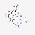 trihydrogen (2S-trans)-[18-carboxy-20-(carboxymethyl)-13-ethyl-2,3-dihydro-3,7,12,17-tetramethyl-8-vinyl-21H,23H-porphine-2-propionato(5-)-N21,N22,N23,N24]cuprate(3-)