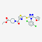ETHYL 1-[2-[[4-(2,5-DICHLOROPHENYL)-5-(2-FURYL)-1,2,4-TRIAZOL-3-YL]SULFANYLMETHYL]1,3-THIAZOLE-4-CARBONYL]PIPERIDINE-4-CARBOXYLATE