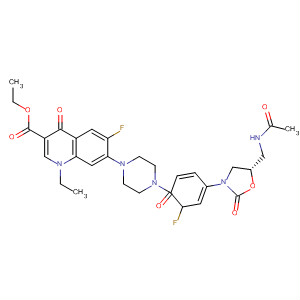 3-Quinolinecarboxylic acid,7-[4-[4-[(5S)-5-[(acetylamino)methyl]-2-oxo-3-oxazolidinyl]-2-fluorobenzoyl]-1-piperazinyl]-1-ethyl-6-fluoro-1,4-dihydro-4-oxo-, ethyl ester