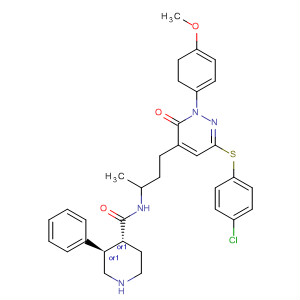 4-Piperidinecarboxamide,N-[3-[6-[(4-chlorophenyl)thio]-2,3-dihydro-2-(4-methoxyphenyl)-3-oxo-4-pyridazinyl]-1-methylpropyl]-3-phenyl-, (3R,4R)-rel-