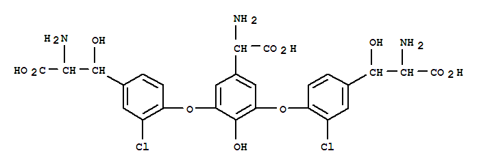 D-Tyrosine,O-[3-[4-(2-amino-2-carboxy-1-hydroxyethyl)-2-chlorophenoxy]-5-(aminocarboxymethyl)-2-hydroxyphenyl]-3-chloro-b-hydroxy-, stereoisomer