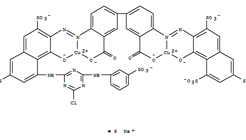 Cuprate(6-), [mu-[4-[[8-[[4-chloro-6-[(3-sulfophenyl)amino]-1,3,5-triazin-2-yl]amino]-1-hydroxy-3,6-disulfo-2-naphthalenyl]azo]-4-[(1-hydroxy-3,6,8-trisulfo-2-naphthalenyl)azo][1,1-biphenyl]-3,3-dicarboxylato(10-)]]di-, hexasodium