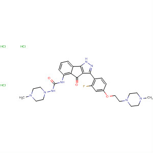 Urea,N-[3-[2-fluoro-4-[2-(4-methyl-1-piperazinyl)ethoxy]phenyl]-1,4-dihydro-4-oxoindeno[1,2-c]pyrazol-5-yl]-N'-(4-methyl-1-piperazinyl)-,trihydrochloride