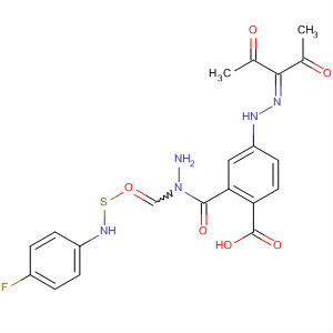 Benzoic acid, 4-[(1-acetyl-2-oxopropylidene)hydrazino]-,2-[[(4-fluorophenyl)amino]thioxomethyl]hydrazide