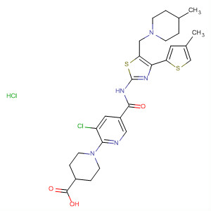 4-Piperidinecarboxylic acid,1-[3-chloro-5-[[[5-[(4-methyl-1-piperidinyl)methyl]-4-(4-methyl-2-thienyl)-2-thiazolyl]amino]carbonyl]-2-pyridinyl]-, monohydrochloride