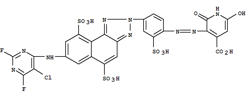 3-[[4-[7-[(5-Chloro-2,6-difluoro-4-pyrimidinyl)amino]-5,9-disulfo-2H-naphtho[1,2-d]triazol-2-yl]-2-sulfophenyl]azo]-1,2-dihydro-6-hydroxy-2-oxo-4-pyridinecarboxylic acid