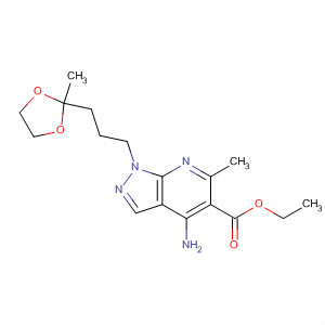 1H-Pyrazolo[3,4-b]pyridine-5-carboxylic acid,4-amino-6-methyl-1-[3-(2-methyl-1,3-dioxolan-2-yl)propyl]-, ethyl ester