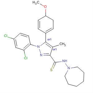 1H-Pyrazole-3-carbothioamide,1-(2,4-dichlorophenyl)-N-(hexahydro-1H-azepin-1-yl)-4,5-dihydro-5-(4-methoxyphenyl)-4-methyl-, (4R,5R)-rel-