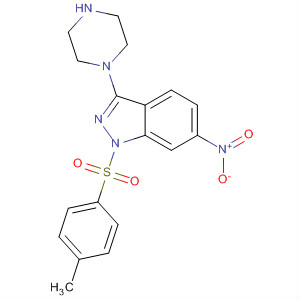 1H-Indazole, 1-[(4-methylphenyl)sulfonyl]-6-nitro-3-(1-piperazinyl)-
