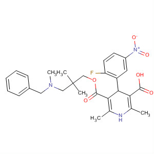 3,5-Pyridinedicarboxylic acid,4-(2-fluoro-5-nitrophenyl)-1,4-dihydro-2,6-dimethyl-,mono[2,2-dimethyl-3-[methyl(phenylmethyl)amino]propyl] ester molecular structure