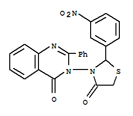 3-[2-(3-nitrophenyl)-4-oxo-1,3-thiazolidin-3-yl]-2-phenylquinazolin-4(3H)-one molecular structure