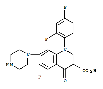 1-(2,4-difluorophenyl)-6-fluoro-4-oxo-7-(piperazin-1-yl)-1,4-dihydroquinoline-3-carboxylic acid molecular structure