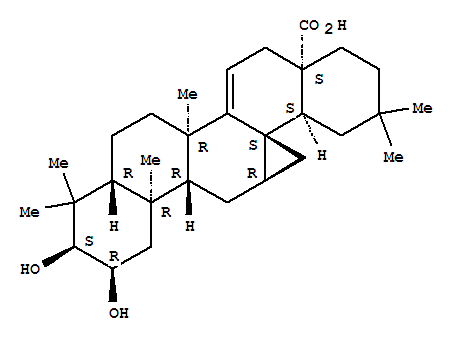 12,27-Cyclo-D-friedoolean-14-en-28-oicacid, 2,3-dihydroxy-, (2a,3a,12b)- molecular structure
