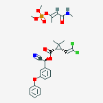 (S)-cyano(3-phenoxyphenyl)methyl (1S,3S)-3-(2,2-dichloroethenyl)-2,2-dimethylcyclopropanecarboxylate - dimethyl (1E)-1-methyl-3-(methylamino)-3-oxoprop-1-en-1-yl phosphate (1:1) molecular structure