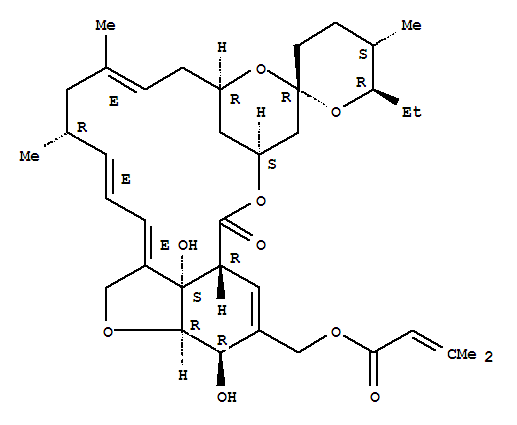 Milbemycin B,5-O-demethyl-28-deoxy-6,28-epoxy-25-ethyl-26-[(3-methyl-1-oxo-2-buten-1-yl)oxy]-,(6R,25R)- molecular structure
