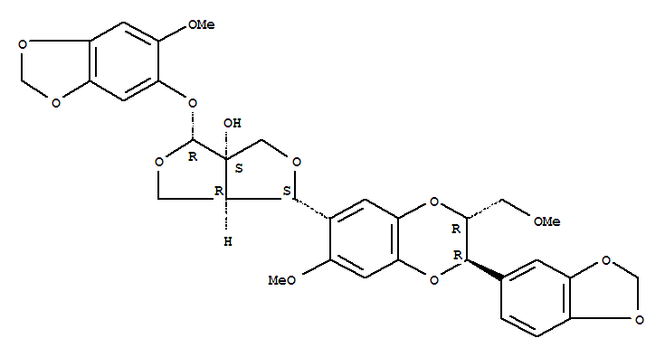 1H,3H-Furo[3,4-c]furan-3a(4H)-ol,1-[2-(1,3-benzodioxol-5-yl)-2,3-dihydro-7-methoxy-3-(methoxymethyl)-1,4-benzodioxin-6-yl]dihydro-4-[(6-methoxy-1,3-benzodioxol-5-yl)oxy]-,[1S-[1a(2S*,3S*),3aa,4a,6aa]]-