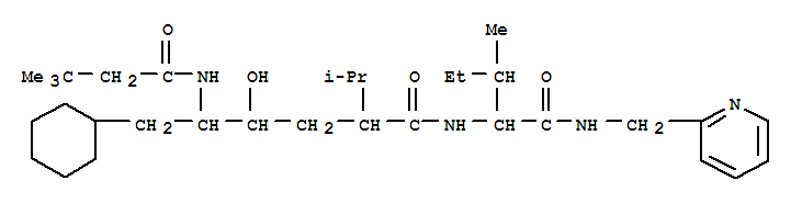 N~2~-[(2S,4S,5S)-6-cyclohexyl-5-[(3,3-dimethylbutanoyl)amino]-4-hydroxy-2-(propan-2-yl)hexanoyl]-N-(pyridin-2-ylmethyl)-L-isoleucinamide molecular structure