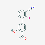 2-fluoro-3-(4-formyl-3-hydroxyphenyl)benzonitrile molecular structure