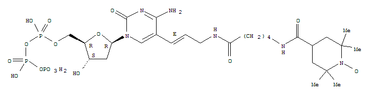 5-(3-(5-(2,2,6,6-tetramethyl-1-oxypiperidine-4-carboxamido)pentanamido)prop-1-enyl)-2-deoxycytidine 5-triphosphate molecular structure