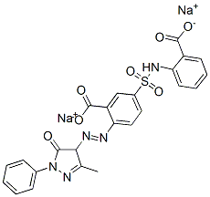 disodium 5-[[(2-carboxyphenyl)amino]sulphonyl]-2-[(4,5-dihydro-3-methyl-5-oxo-1-phenyl-1H-pyrazol-4-yl)azo]benzoate molecular structure