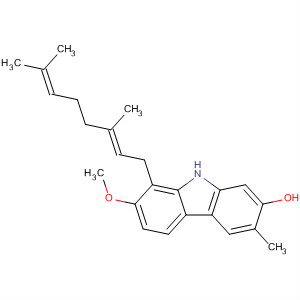 9H-Carbazol-2-ol, 8-(3,7-dimethyl-2,6-octadienyl)-7-methoxy-3-methyl-,(E)- molecular structure
