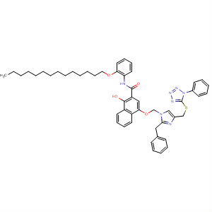 2-Naphthalenecarboxamide,1-hydroxy-4-[[2-(phenylmethyl)-4-[[(1-phenyl-1H-tetrazol-5-yl)thio]methyl]-1H-imidazol-1-yl]methoxy]-N-[2-(tetradecyloxy)phenyl]- molecular structure