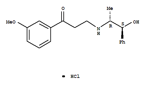 3-{[(1R,2S)-2-hydroxy-1-methyl-2-phenylethyl]amino}-1-(3-methoxyphenyl)propan-1-one hydrochloride molecular structure