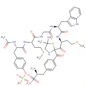 L-Phenylalaninamide,N-acetyl-O-sulfo-L-tyrosyl-L-methionylglycyl-L-tryptophyl-L-methionyl-5,5-dimethyl-L-4-thiazolidinecarbonyl- molecular structure