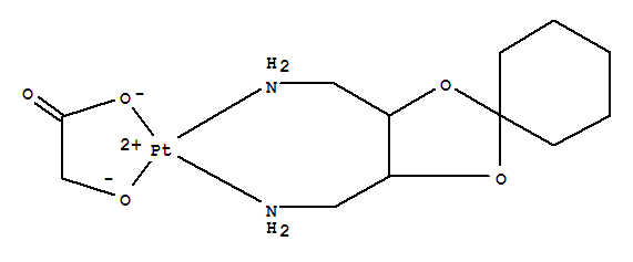 Platinum,(1,4-dioxaspiro[4.5]decane-2,3-dimethanamine-N,N')[hydroxyacetato(2-)-O1,O2]-,[SP-4-3-(2R-trans)]- molecular structure