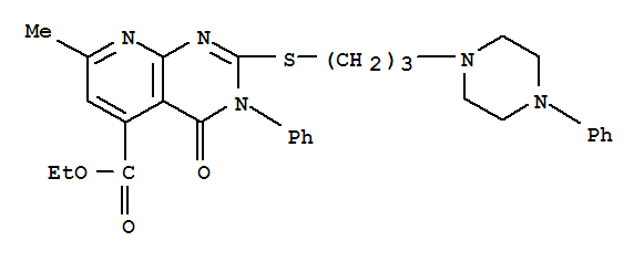 Pyrido(2,3-d)pyrimidine-5-carboxylic acid, 3,4-dihydro-7-methyl-4-oxo-3-phenyl-2-((3-(4-phenyl-1-piperazinyl)propyl)thio)-, ethyl ester