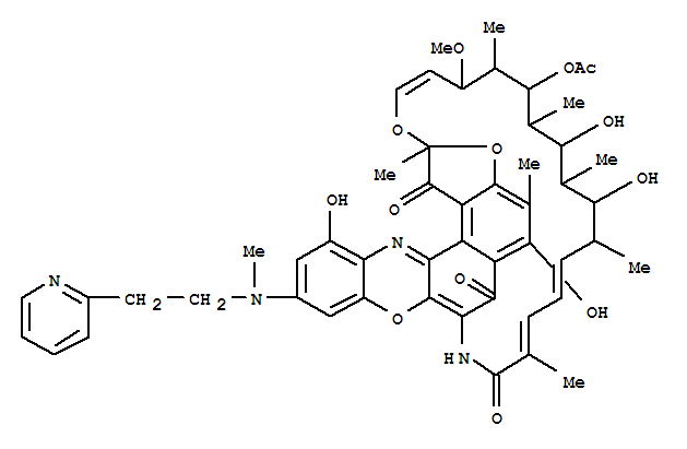 (2S,16Z,18E,20S,21S,22R,23R,24R,25S,26R,27S,28E)-5,12,21,23-tetrahydroxy-27-methoxy-2,4,16,20,22,24,26-heptamethyl-10-{methyl[2-(pyridin-2-yl)ethyl]amino}-1,6,15-trioxo-1,2-dihydro-6H,13H-2,7-(epoxypentadeca[1,11,13]trienoazeno)[1]benzofuro[4,5-a]phenoxaz molecular structure
