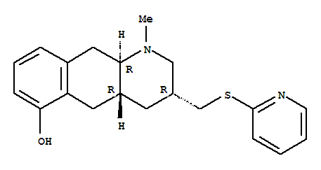 Benzo[g]quinolin-6-ol,1,2,3,4,4a,5,10,10a-octahydro-1-methyl-3-[(2-pyridinylthio)methyl]-, [3R-(3a,4ab,10aa)]- molecular structure