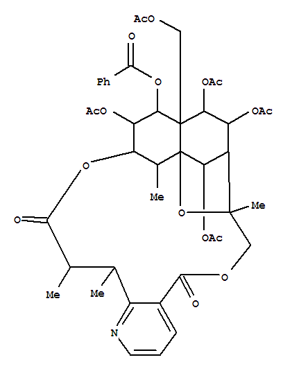 Evonine,8-(acetyloxy)-O1-benzoyl-O1-deacetyl-8-deoxo-4-deoxy-, (8a)- molecular structure
