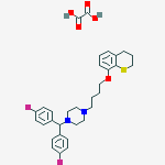1-[bis(4-fluorophenyl)methyl]-4-[4-(3,4-dihydro-2H-thiochromen-8-yloxy)butyl]piperazine ethanedioate molecular structure