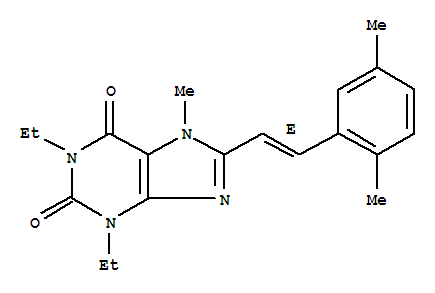 8-[(E)-2-(2,5-dimethylphenyl)ethenyl]-1,3-diethyl-7-methyl-3,7-dihydro-1H-purine-2,6-dione molecular structure