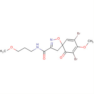 1-Oxa-2-azaspiro[4.5]deca-2,6,8-triene-3-carboxamide,7,9-dibromo-8-methoxy-N-(3-methoxypropyl)-10-oxo- molecular structure