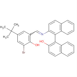 [1,1'-Binaphthalen]-2-ol,2'-[[[3-bromo-5-(1,1-dimethylethyl)-2-hydroxyphenyl]methylene]amino]-,(1R)- molecular structure