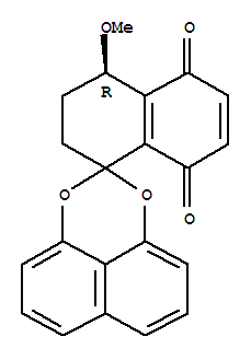 Spiro[naphthalene-1(2H),2'-naphtho[1,8-de][1,3]dioxin]-5,8-dione,3,4-dihydro-4-methoxy-, (R)- molecular structure