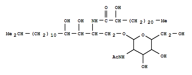 Tricosanamide,N-[1-[[[2-(acetylamino)-2-deoxy-b-D-glucopyranosyl]oxy]methyl]-2,3-dihydroxy-14-methylpentadecyl]-2-hydroxy-,[1S-[1R*(S*),2R*,3S*]]- molecular structure