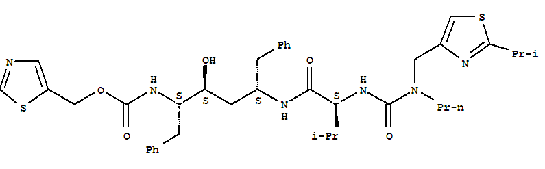 N-[(2S,4S,5S)-4-hydroxy-1,6-diphenyl-5-{[(1,3-thiazol-5-ylmethoxy)carbonyl]amino}hexan-2-yl]-N~2~-[{[2-(propan-2-yl)-1,3-thiazol-4-yl]methyl}(propyl)carbamoyl]-L-valinamide molecular structure