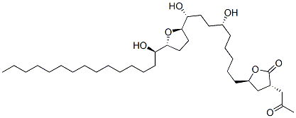 (3S,5R)-5-[(6R,9R)-6,9-dihydroxy-9-[(2R,5R)-5-[(1R)-1-hydroxypentadecy l]oxolan-2-yl]nonyl]-3-(2-oxopropyl)oxolan-2-one molecular structure
