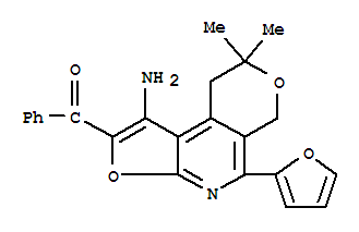 Methanone, (1-amino-5-(2-furanyl)-8,9-dihydro-8,8-dimethyl-6H-furo(2,3-b)pyrano(4,3-d)pyridin-2-yl)phenyl- molecular structure
