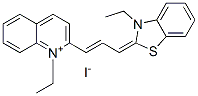 1-ethyl-2-[3-(3-ethyl-3H-benzothiazol-2-ylidene)prop-1-enyl]quinolinium iodide molecular structure