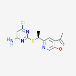 6-chloro-2-{[(1S)-1-(3-methylfuro[2,3-c]pyridin-5-yl)ethyl]sulfanyl}pyrimidin-4-amine molecular structure